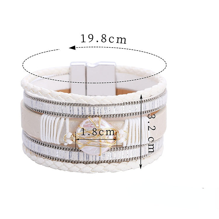 Wholesale Bohemian Leather Magnetic Buckle Bracelet